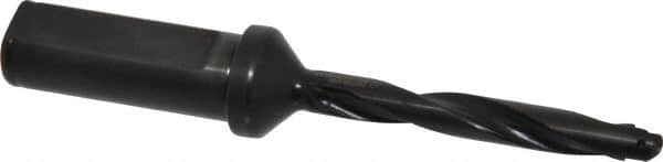 Allied Machine and Engineering - Series Y, 3/8 to 27/64" Diam, 3/4" Diam Straight Shank with Flange, Helical Flute Spade Drill - 2-3/8" Max Depth, 3-5/8" Body Length, 5-9/16" OAL, Standard Length, Through Coolant - Americas Industrial Supply