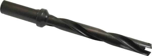 Allied Machine and Engineering - Series 0.5, 39/64 to 11/16" Diam, 3/4" Diam Straight Shank with Flange, Helical Flute Spade Drill - 4-1/2" Max Depth, 5-47/64" Body Length, 7-21/32" OAL, Extended Length, Through Coolant - Americas Industrial Supply