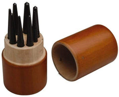 SPI - 8 Piece, 1/16 to 7/32", Center Punch Set - Round Shank, Comes in Custom Wood Case - Americas Industrial Supply