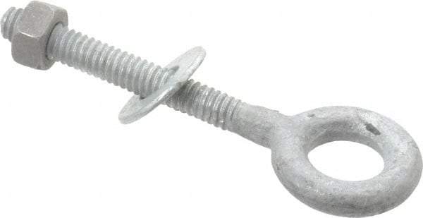 Value Collection - 1/4-20, Zinc-Plated Finish, Forged Steel Forged Eye Bolt - 1-3/4" Thread Length, 1/2" ID x 1" OD, 3" Shank Length - Americas Industrial Supply