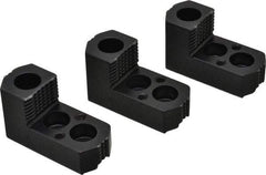 H & R Manufacturing - 8" Max Chuck Diam Compatibility, Case Hardened Steel 1.5mm x 60° Serrated Hard Lathe Top Jaws - 1 Step, 0.551" Groove Width, 1-1/2" Wide x 3-1/2" Long x 1.969" High - Americas Industrial Supply