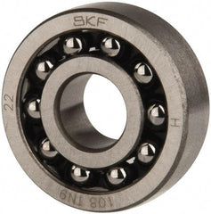 SKF - 8mm Bore Diam, 22mm OD, Open Self Aligning Radial Ball Bearing - 7mm Wide, 2 Rows, Round Bore, 126 Lb Static Capacity, 596 Lb Dynamic Capacity - Americas Industrial Supply