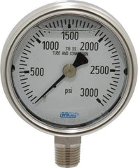 Wika - 2-1/2" Dial, 1/4 Thread, 0-3,000 Scale Range, Pressure Gauge - Lower Connection Mount, Accurate to 2-1-2% of Scale - Americas Industrial Supply