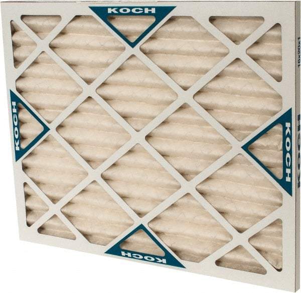 Made in USA - 16" Noml Height x 20" Noml Width x 1" Noml Depth, 30 to 35% Capture Efficiency, Wire-Backed Pleated Air Filter - MERV 8, Synthetic with Antimicrobial Protection, Integrated Beverage Board Frame, 300 Max FPM, 670 CFM, For Any Unit - Americas Industrial Supply