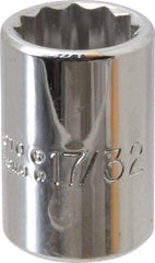 Proto - 17/32", 3/8" Drive, Standard Hand Socket - 12 Points, 1-1/8" OAL, Alloy Steel, Chrome Finish - Americas Industrial Supply