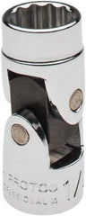 Proto - 1/2", 3/8" Drive, Hand Socket - 12 Points, 2" OAL, Chrome Finish - Americas Industrial Supply