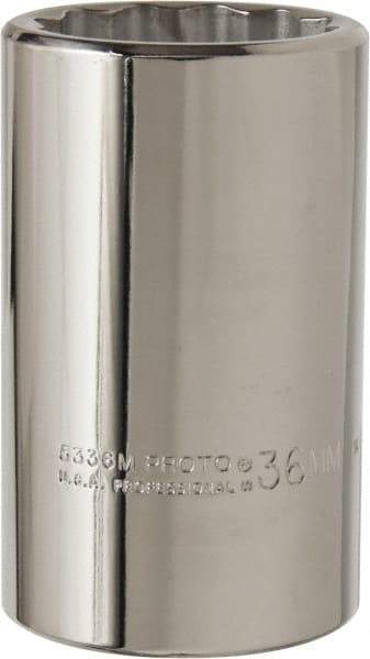 Proto - 1/2" Drive, Deep Hand Socket - 12 Points, 3-1/4" OAL, Alloy Steel, Chrome Finish - Americas Industrial Supply