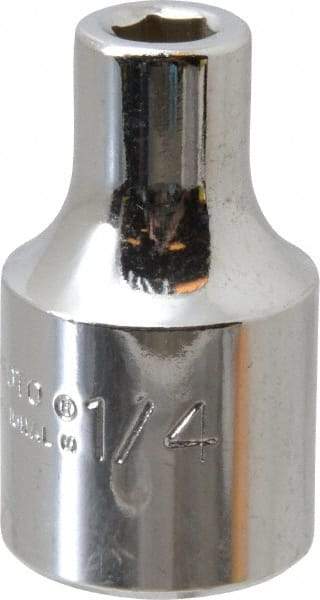 Proto - 1/4", 1/2" Drive, Standard Hand Socket - 6 Points, 1-31/64" OAL, Alloy Steel, Chrome Finish - Americas Industrial Supply