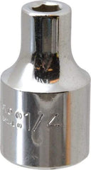 Proto - 1/4", 1/2" Drive, Standard Hand Socket - 6 Points, 1-31/64" OAL, Alloy Steel, Chrome Finish - Americas Industrial Supply