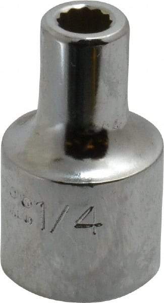 Proto - 1/4", 1/2" Drive, Standard Hand Socket - 12 Points, 1-31/64" OAL, Alloy Steel, Chrome Finish - Americas Industrial Supply