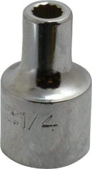 Proto - 1/4", 1/2" Drive, Standard Hand Socket - 12 Points, 1-31/64" OAL, Alloy Steel, Chrome Finish - Americas Industrial Supply