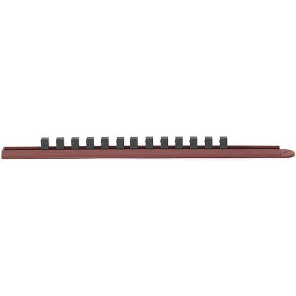 Socket Holders & Trays; Type: Clip Rail; Holds Number of Pieces: 13; Number Of Sockets Held: 9; Material: Plastic; Overall Length: 9 in; Overall Width: 8 in; Overall Height: 3 in; Color: Red; Width (Inch): 8 in; Height (Inch): 3 in; Color: Red; Tool Type: