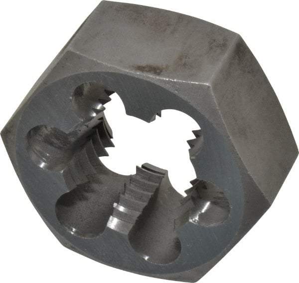 Interstate - 1-1/4 - 7 UNC Thread, 2-3/16" Hex, Left Hand Thread, Hex Rethreading Die - Carbon Steel, 1" Thick - Exact Industrial Supply
