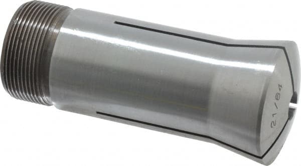 Lyndex - 21/64 Inch 5C Round Collet - 3.27 Inch Overall Length, 1.041-24 Internal Thread Size, Steel, 0.0007 Inch TIR - Exact Industrial Supply