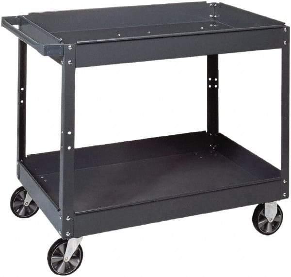 Edsal - 1,000 Lb Capacity, 18" Wide x 30" Long x 36" High Standard Utility Cart - 2 Shelf, Steel, 2 Rigid/2 Swivel Casters - Americas Industrial Supply