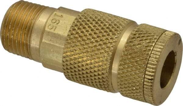 Coilhose Pneumatics - 3/8 Male NPT Tru-Flate Automotive Pneumatic Hose Coupler - Brass, 1/4" Body Diam - Americas Industrial Supply