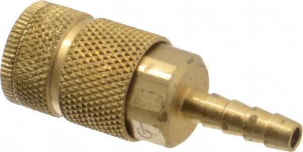 Coilhose Pneumatics - Hose Barb Tru-Flate Automotive Pneumatic Hose Coupler - Brass, 1/4" Body Diam, 1/4" Hose ID - Americas Industrial Supply