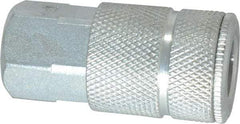 Coilhose Pneumatics - 1/4 Female NPT Tru-Flate Automotive Pneumatic Hose Coupler - Plated Steel, 3/8" Body Diam - Americas Industrial Supply