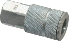 Coilhose Pneumatics - 3/8 Female NPT Tru-Flate Automotive Pneumatic Hose Coupler - Plated Steel, 3/8" Body Diam - Americas Industrial Supply