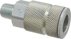 Coilhose Pneumatics - 1/4 Male NPT Tru-Flate Automotive Pneumatic Hose Coupler - Plated Steel, 3/8" Body Diam - Americas Industrial Supply
