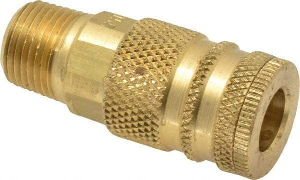 Coilhose Pneumatics - 3/8 Male NPT Industrial Pneumatic Hose Coupler - Brass, 1/4" Body Diam - Americas Industrial Supply