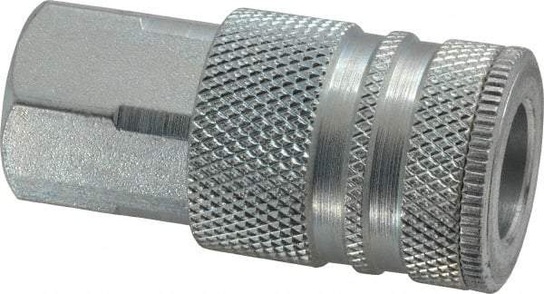 Coilhose Pneumatics - 1/4 Female NPT Industrial Pneumatic Hose Coupler - Plated Steel, 3/8" Body Diam - Americas Industrial Supply