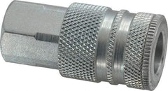 Coilhose Pneumatics - 1/4 Female NPT Industrial Pneumatic Hose Coupler - Plated Steel, 3/8" Body Diam - Americas Industrial Supply