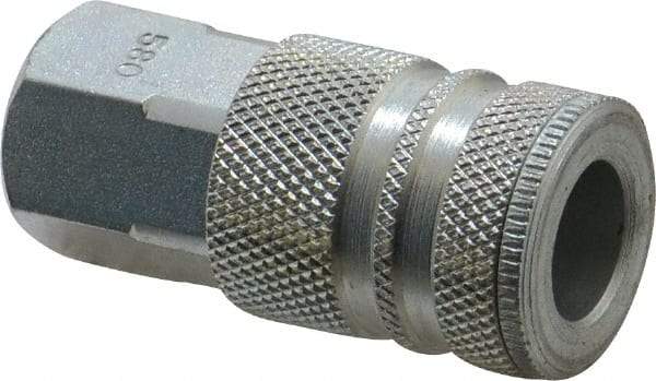 Coilhose Pneumatics - 3/8 Female NPT Industrial Pneumatic Hose Coupler - Plated Steel, 3/8" Body Diam - Americas Industrial Supply