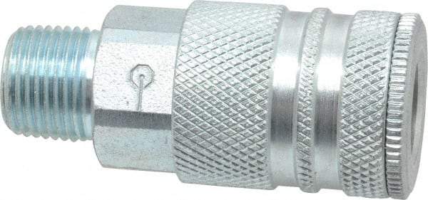 Coilhose Pneumatics - 3/8 Male NPT Industrial Pneumatic Hose Coupler - Plated Steel, 3/8" Body Diam - Americas Industrial Supply