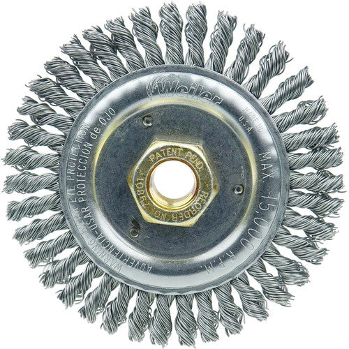 4 1/2″ Root Pass Brush-0.020″ Steel Wire 5/8-11 Dbl-H x Nut - Dually Weld Cleaning Brush - Americas Industrial Supply