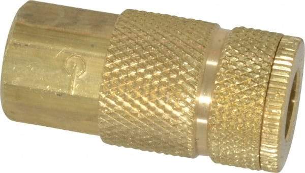 Coilhose Pneumatics - 1/4 Female NPT Tru-Flate Automotive Pneumatic Hose Coupler - Brass, 1/4" Body Diam - Americas Industrial Supply