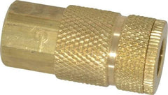 Coilhose Pneumatics - 1/4 Female NPT Tru-Flate Automotive Pneumatic Hose Coupler - Brass, 1/4" Body Diam - Americas Industrial Supply