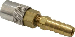 Coilhose Pneumatics - Hose Barb Moldflow Pneumatic Hose Straight Coupler (Valved) - Brass Nickel Plated, 1/4" Body Diam, 3/8" Hose ID - Americas Industrial Supply