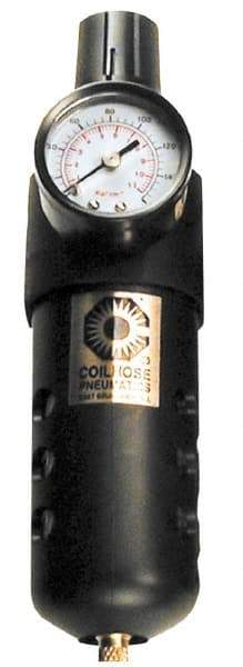 Coilhose Pneumatics - 1/4" NPT Port Compact 1 Piece Filter/Regulator FRL Unit - Polycarbonate Bowl, 48 SCFM, 150 Max psi, 8" High, Automatic Drain - Americas Industrial Supply