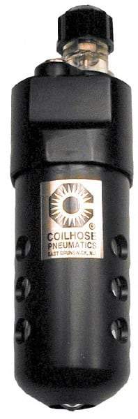 Coilhose Pneumatics - 1/4 NPT Port, 250 Max psi, Compact Lubricator - Metal Bowl, Cast Aluminum Body, 23 CFM, 250°F Max, 2" Wide x 6-1/2" High - Americas Industrial Supply