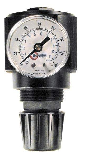 Coilhose Pneumatics - 3/8 NPT Port, 120 CFM, Cast Aluminum Standard Regulator - 0 to 60 psi Range, 250 Max psi Supply Pressure, 1/4" Gauge Port Thread, 2-3/4" Wide x 5-1/2" High - Americas Industrial Supply