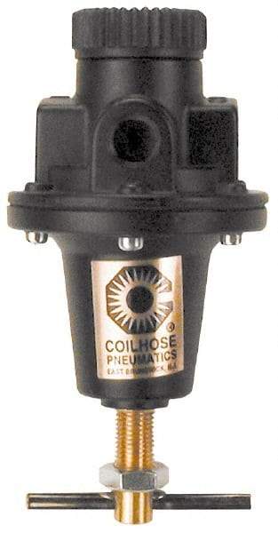 Coilhose Pneumatics - 1 NPT Port, 160 CFM, Cast Aluminum Heavy-Duty T-Handle Regulator - 0 to 60 psi Range, 250 Max psi Supply Pressure, 1/4" Gauge Port Thread, 5" Wide x 8-1/2" High - Americas Industrial Supply