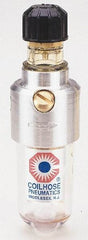 Coilhose Pneumatics - 1/4 NPT Port, 150 Max psi, Miniature Lubricator - Polycarbonate Bowl, Cast Aluminum Body, 11 CFM, 120°F Max, 1-1/2" Wide x 5" High - Americas Industrial Supply