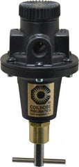 Coilhose Pneumatics - 3/8 NPT Port, 40 CFM, Cast Aluminum Tamper Proof Heavy-Duty T-Handle Regulator - 0 to 125 psi Range, 250 Max psi Supply Pressure, 1/4" Gauge Port Thread, 3" Wide x 5-1/2" High - Americas Industrial Supply