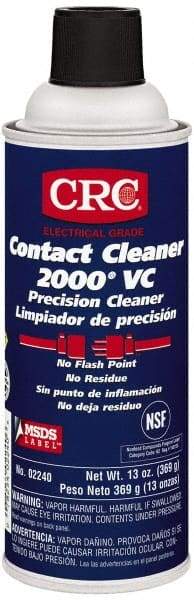 CRC - 13 Ounce Aerosol Contact Cleaner - 30,800 Volt Dielectric Strength, Nonflammable, Food Grade, Plastic Safe - Americas Industrial Supply