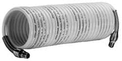 Coilhose Pneumatics - 3/4" ID, 3/4 Thread, 17' Long, Yellow Nylon Coiled & Self Storing Hose - 120 Max psi, Male Rigid x Male Rigid - Americas Industrial Supply