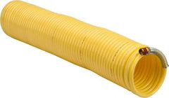 Coilhose Pneumatics - 1/4" ID, 1/4 Thread, 50' Long, Yellow Nylon Coiled & Self Storing Hose - 185 Max psi, Male Swivel x Male Swivel - Americas Industrial Supply