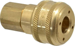 Coilhose Pneumatics - 1/4 Female NPT Industrial Pneumatic Hose Coupler - Brass, 1/4" Body Diam - Americas Industrial Supply