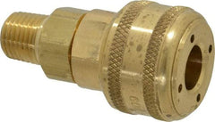 Coilhose Pneumatics - 1/4 Male NPT Industrial Pneumatic Hose Coupler - Brass, 1/4" Body Diam - Americas Industrial Supply