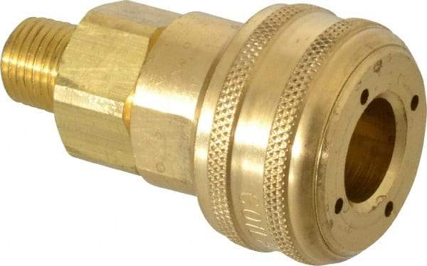 Coilhose Pneumatics - 1/4 Male NPT Industrial Pneumatic Hose Coupler - Brass, 3/8" Body Diam - Americas Industrial Supply