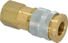 Coilhose Pneumatics - 1/4 Female NPT European High Flow Pneumatic Hose Coupler - Brass, 1/4" Body Diam - Americas Industrial Supply