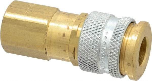 Coilhose Pneumatics - 3/8 Female NPT European High Flow Pneumatic Hose Coupler - Brass, 1/4" Body Diam - Americas Industrial Supply