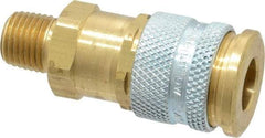 Coilhose Pneumatics - 1/4 Male NPT European High Flow Pneumatic Hose Coupler - Brass, 1/4" Body Diam - Americas Industrial Supply