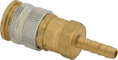Coilhose Pneumatics - Hose Barb European High Flow Pneumatic Hose Coupler - Brass, 1/4" Body Diam, 1/4" Hose ID - Americas Industrial Supply