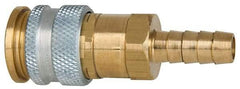 Coilhose Pneumatics - Hose Barb European High Flow Pneumatic Hose Coupler - Brass, 1/4" Body Diam, 3/8" Hose ID - Americas Industrial Supply